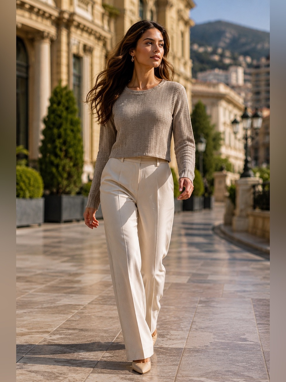 A New Day Taupe Textured Knit Crop Top – Size S